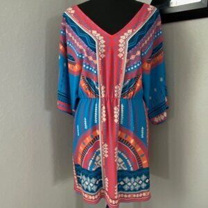BRAEVE Boho Colorful Mini Dress Coverup Medium